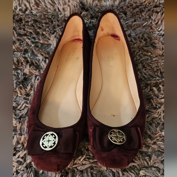 Kate spade burgundy suede flats - Picture 2 of 6